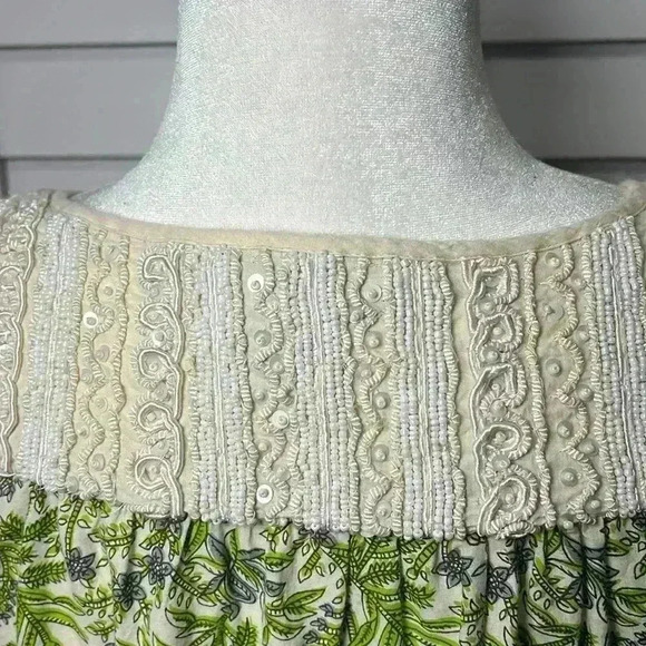 Calypso St. Barth Beaded Embroidered Flare Sleeve Floral Tunic Top Size Medium - Picture 9 of 10